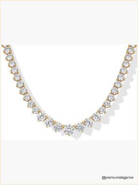 18" Graduated CZ Tennis Necklace Cubic Zirconia Gold Plated Bridal Wedding